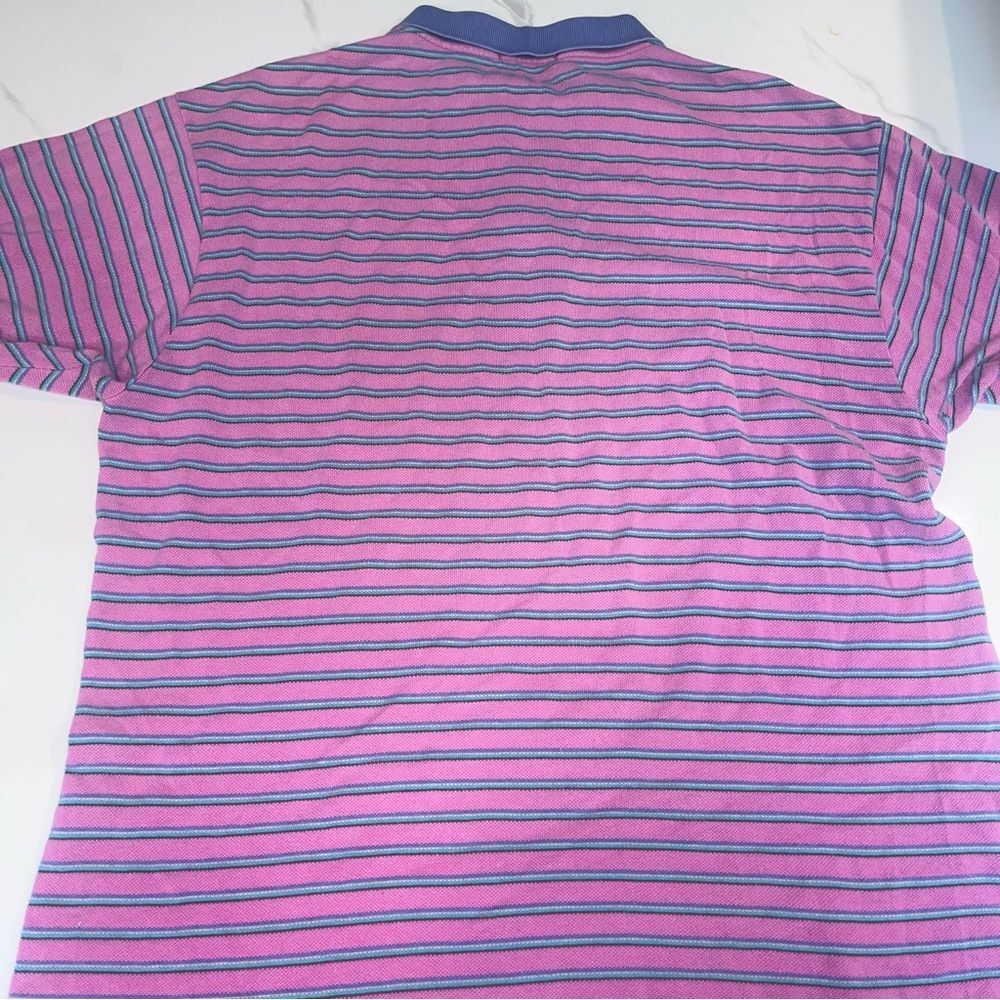 Vintage Lacoste Collection 80s Pink Teal Purple Shirt with Tennis Tails L - Picture 7 of 8